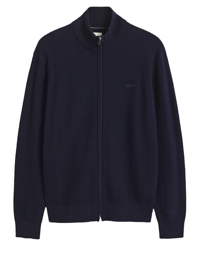 Gant - Herringbone Zip Cardigan - Evening Blue 